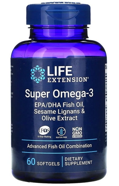 Super OMEGA3 EPA / DHA mit Sesam-Lignanen und Olivenextrakt 60 Kapseln LEBENSVERLÄNGERUNG Hover Image