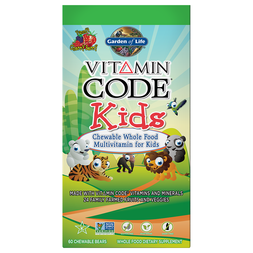 Vitamincode Kinder Tabletten von GARDEN OF LIFE, 60 Stück, nährstoffreiche Multivitamin-Tabletten für Kinder, im Blister verpackt