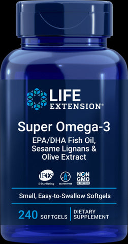 Super OMEGA - 3 EPA / DHA mit Sesam-Lignanen und Olivenextrakt 240 Kapseln LEBENSVERLÄNGERUNG