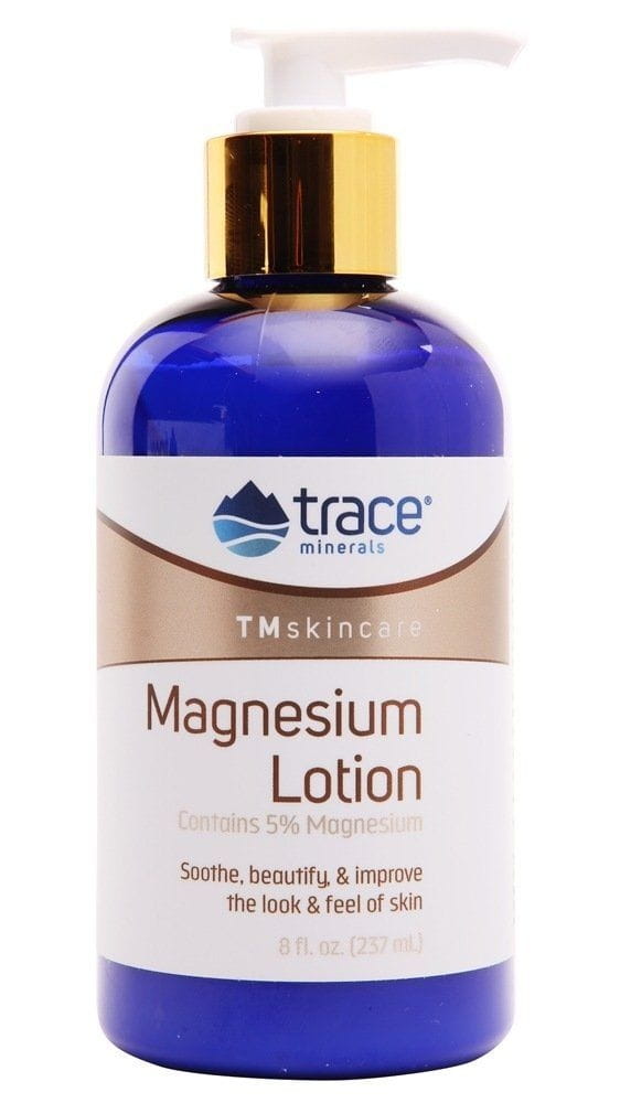 Magnesium-Lotion von TRACE MINERALS in 237 ml Flasche, zeigt die Lotion mit Magnesium- und Mineralien-Formel in einer Pumpflasche.