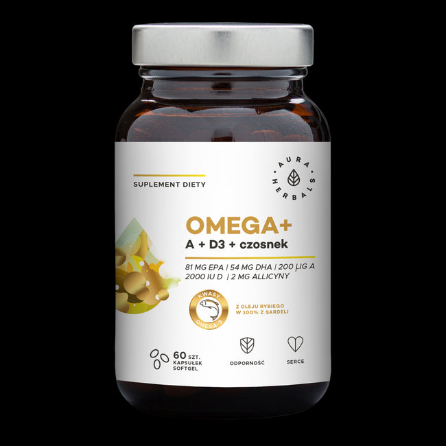 OmegaAI Vitamin A und D3 2000 IE / Cholecalciferol / und Knoblauch 60 Kapseln AURA HERBALS Hover Image