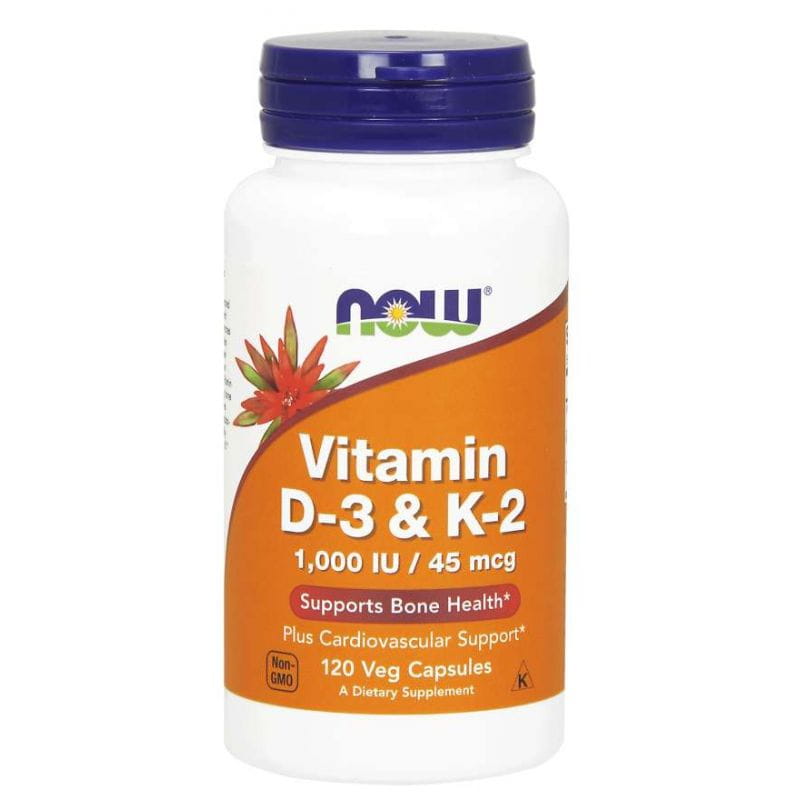Vitamin D3 1000 IE und K2 mk4 45 mcg 120 Kapseln NOW FOODS