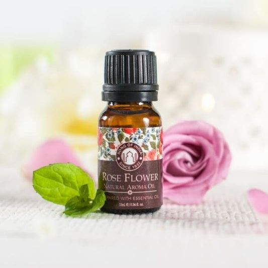 Duftöl mit 10 ml Rose von SONG OF INDIA, aromatisches ätherisches Öl in einer kleinen Flasche, blumiger Duft