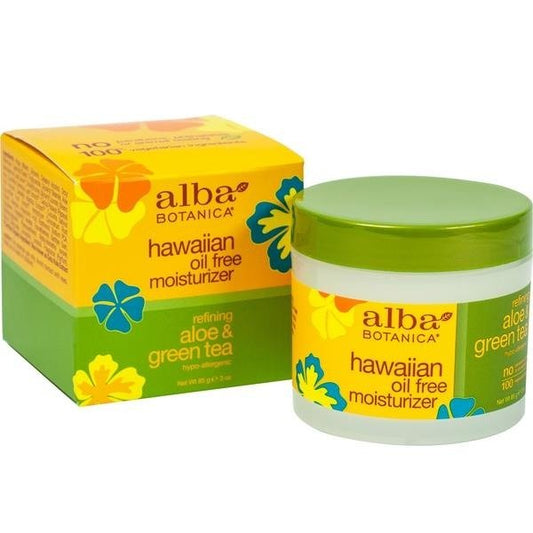 Hawaiian Oil Feuchtigkeitscreme von ALBA BOTANICA mit Aloe Vera und grünem Tee, pflegt die Haut, ohne Öl, frei von Duftstoffen