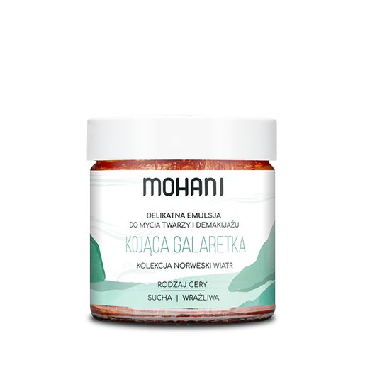 Sanfte Gesichtsreinigungs- und Make-up-Entferner-Lotion mit beruhigendem MOHANI-Gelee, für empfindliche Haut, in Flasche