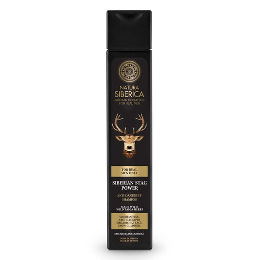 Anti-Schuppen-Shampoo EKO von MEN SIBERICA in 250 ml Flasche, natürliche Inhaltsstoffe, für gesunden Haar- und Kopfhautkomfort