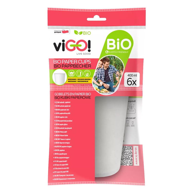 400 ml biologisch abbaubare Pappbecher 6 Stück VIGO! Hover Image