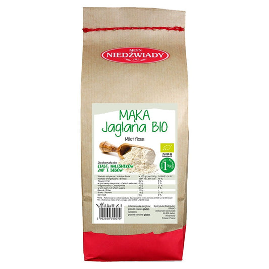 Bio Hirsemehl 1kg von Bärenmühle, MŁYN NIEDŹWIADY, fein gemahlen in nachhaltiger Verpackung, für kohlenhydratreiche Rezepte