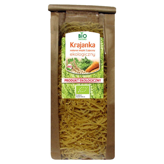 BIONATURO Bauernnudeln 2 Eierscheiben BIO, 250g, frische Bio-Eierscheiben für Nudelspezialitäten, auf dem Teller präsentiert