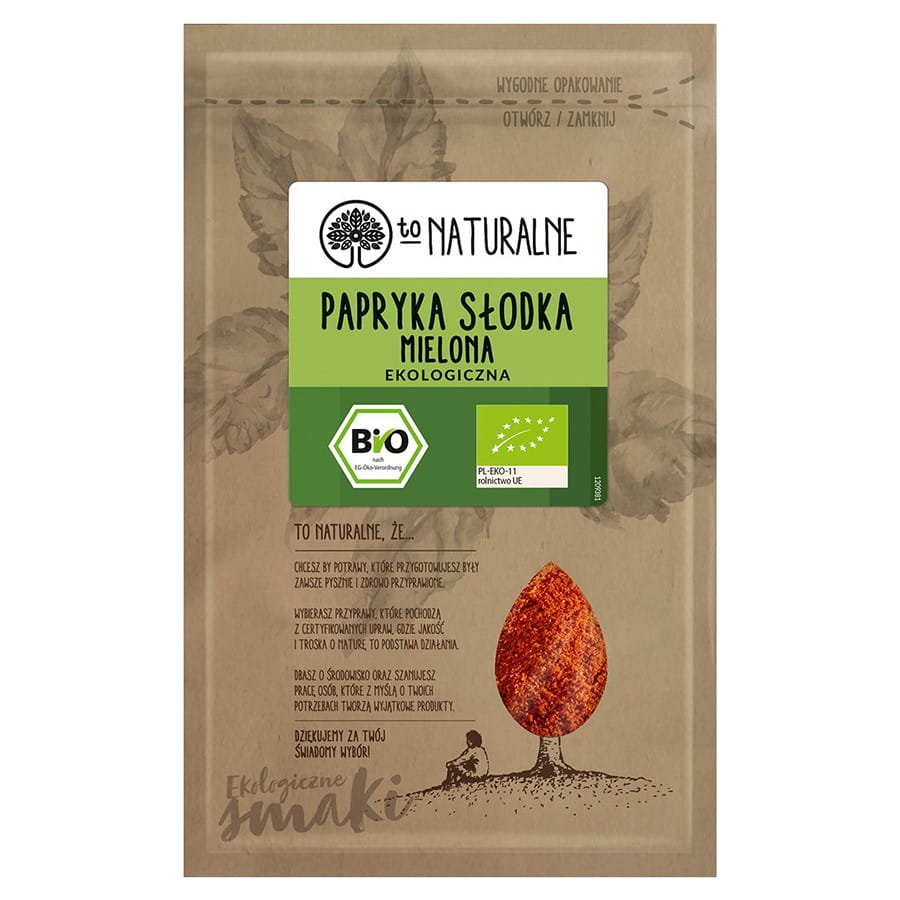 Gemahlene Bio-Paprika von TO NATURALNE in 15g Verpackung, rote Gewürzpaste in Glasbehälter, frischer und aromatischer Geschmack