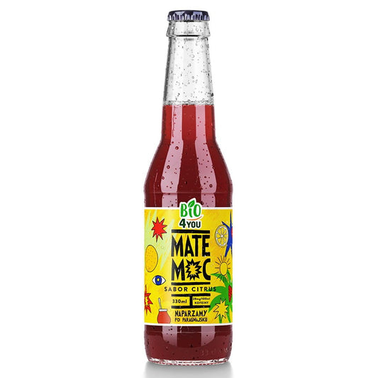 Bio Yerba Mate Moc mit Zitrusgeschmack in 330ml Flasche, erfrischendes Getränk von BIO4YOU MATE MOC