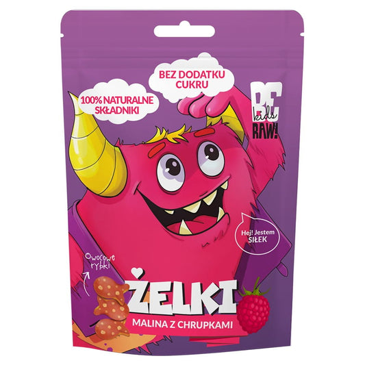 Himbeer Jelly Beans mit Chips in 35g Packung, BERAW KIDS Süßigkeiten, bunte Fruchtgummi mit Chips-Details