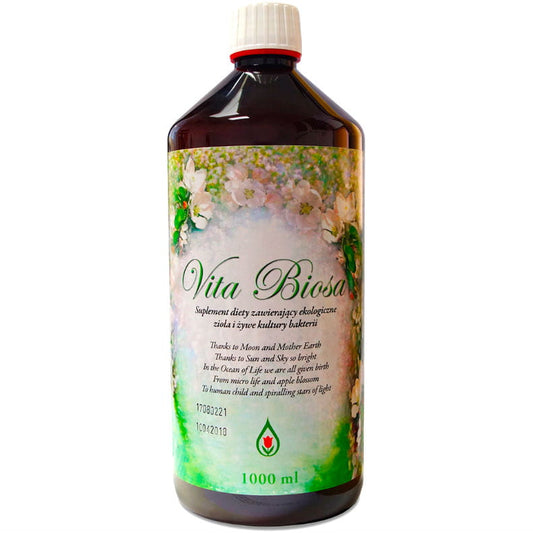 BIO Vita Biosa probiotischer Getränkeflasche, 1000ml, von BIOSA DANMARK APS, zeigt die Flasche mit Etikett und Inhalt