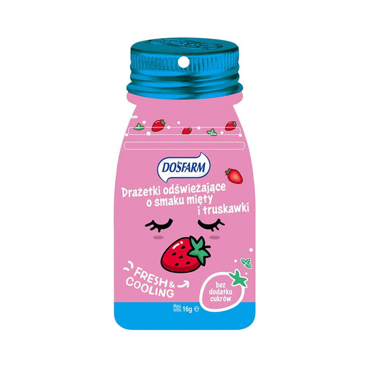 Erfrischende Minze und Erdbeere Dragees von GUANGDONG XINLE FOODS, 16 g, mit bunten Minz- und Erdbeer-Dragees in Packung