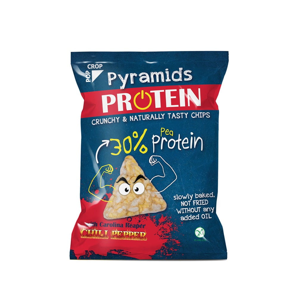 Proteinpyramiden ohne Gluten von JETTING SYSTEM, 23 g, knusprige Proteinriegel auf einem weißen Hintergrund.
