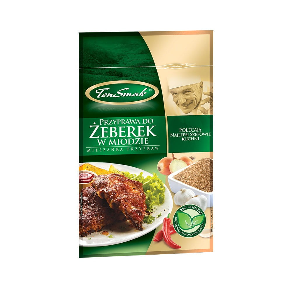 Rippchengewürz in Honig von TEN SMAK, 30 g, mit Honiggeschmack, Gewürzmischung für zarte und aromatische Rippchen.