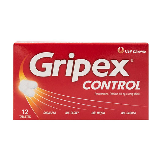 Weiße GRIPEX-Tabletten in Blisterverpackung, Kontrolle 12 Stück, hergestellt von USP.