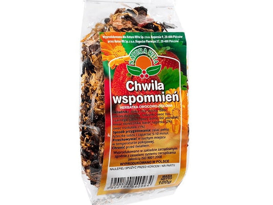 Tasse mit aromatischem "Ein Moment der Erinnerungen" Tee von NATURA-WITA, 100g, mit frischen Teeblättern und natürlichem Design