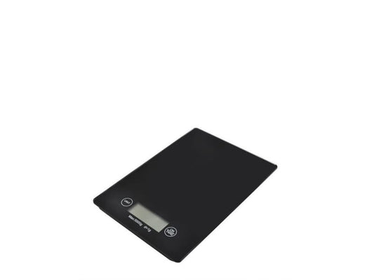 Digitale Küchenwaage von ISO TRADE, flaches Design, zeigt präzises Gewicht auf dem Display, ideal für Koch und Backen.
