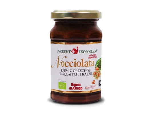 Bio Nusscreme Nocciolata in 270g Glas, cremige Haselnuss-Schokocreme mit Bio-Zutaten und natürlichem Geschmack.