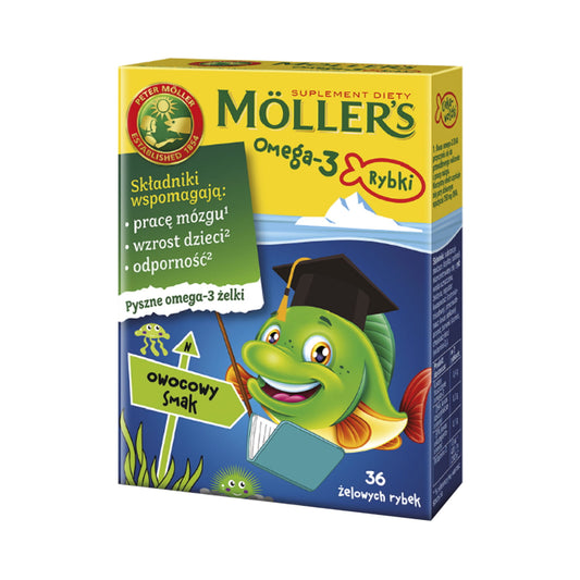 Omega-3 Fruchtfische von MOLLER'S MOLLERS, 36 Stück, bunte Gummifische mit Omega-3-Fettsäuren, kindgerechte Nahrungsergänzung