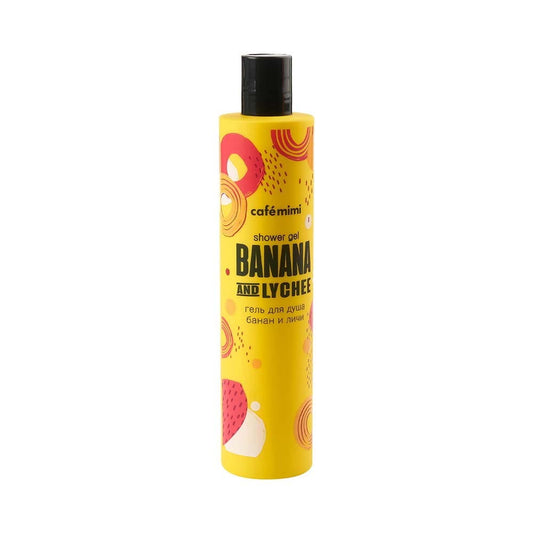 Duschgel Banane und Litschi von DesignSoap in 300 ml Flasche, cremige Textur und frischer Duft, sichtbar auf der Verpackung