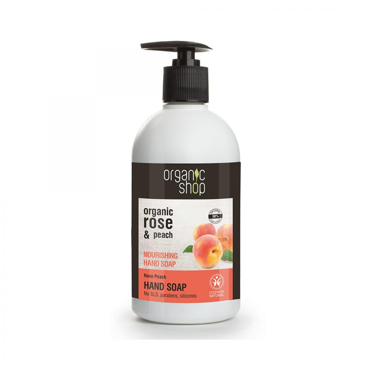 Handseife von EUROBIO LAB mit Rose und Pfirsich, 500 ml Flasche, cremige Textur und natürliche Pflege für Hände