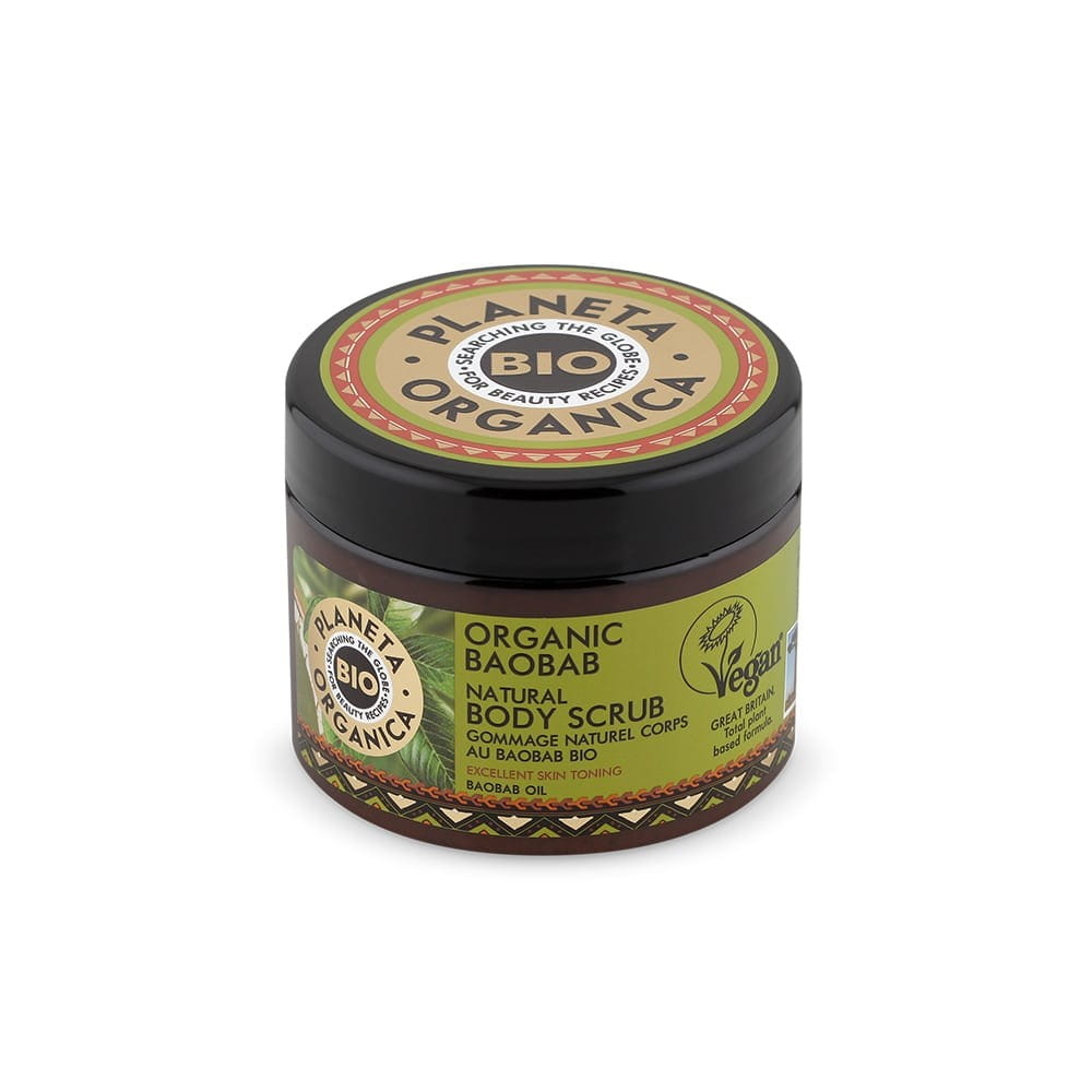 Körperpeeling Tiefenreinigung mit Baobab von EUROBIO LAB, 300 ml, sichtbare Textur und natürliche Inhaltsstoffe.