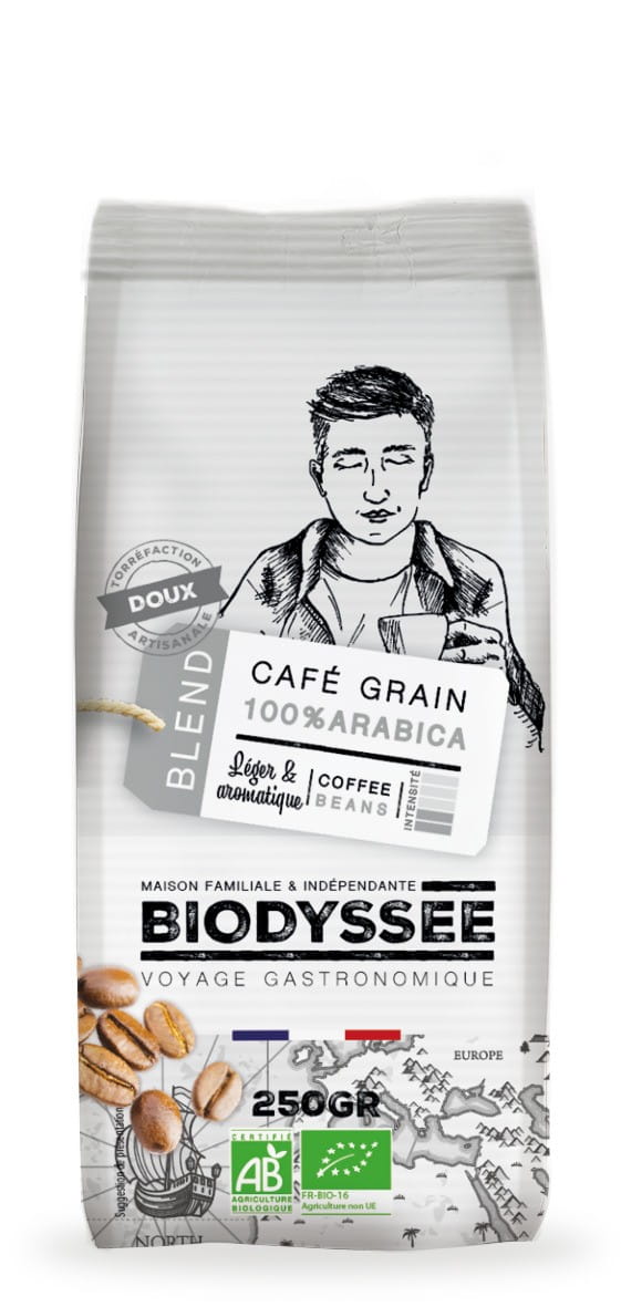 Café 100% Arabica doux en grains 250g ECO BIODYSSEE