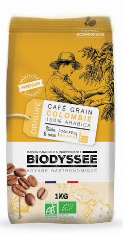 Café 100% arábica colombiano en grano 1 kg ECO BIODYSSEE