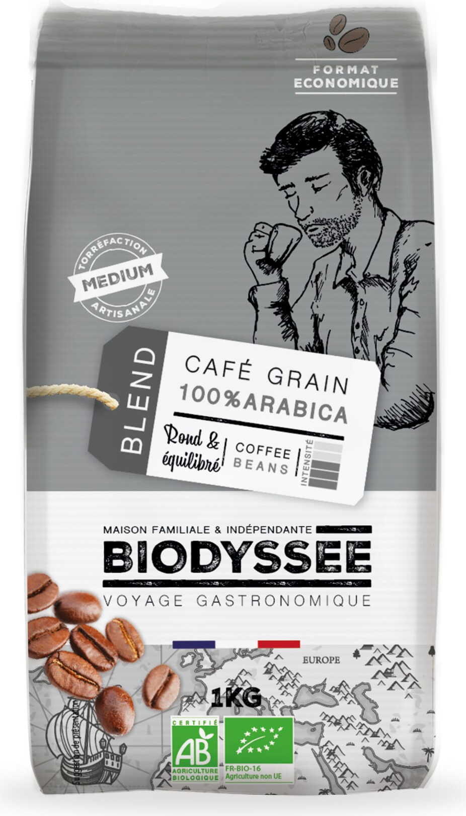 Café 100% Arábica en grano 1 kg ECO BIODYSSEE