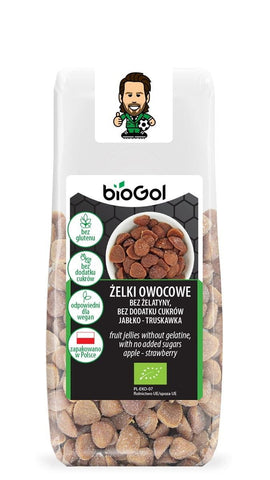 Gominolas de frutas sin gelatina, sin azúcares añadidos, manzana - fresa, sin gluten BIO 90 g - BIOGOL