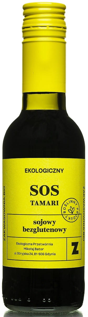 Glutenfreie Bio Tamari Sojasauce von ZAKWASOWNIA, 250 ml Flasche, dunkle Sojasauce mit glutenfreiem Bio-Label