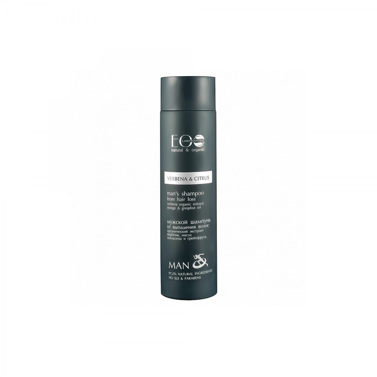 Eco Laboratorie Shampoo gegen Haarausfall für Männer, 250 ml, flasche mit schäumender Textur und grüner Verpackung