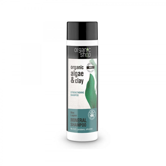Blaue Lagoon stärkendes Haarshampoo von EUROBIO LAB, 280 ml Flasche, inklusive Shampoo-Duft und pflegende Textur