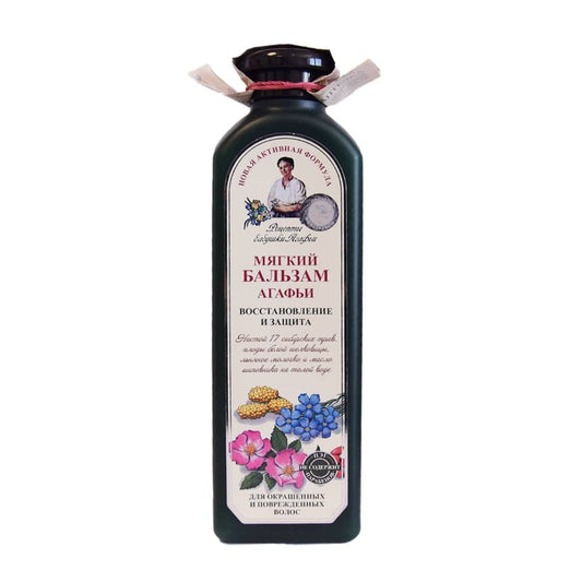 Pflegebalsam für gefärbtes und geschädigtes Haar von PERVOE RESHENIE, 350 ml, glättet und schützt die Haare sichtbar.