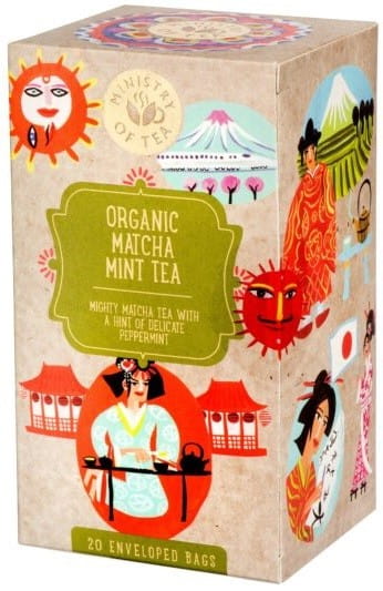 Bio grüner Tee mit Minze und Matcha, 20 Beutel à 17g, von Ministry of Tea, frischer und aromatischer Kräutertee in Packung