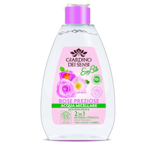 Sanftes 2in1 Mizellenwasser mit Rosenextrakt von GIARDINO DEI SENSI, ideal für die Gesichtsreinigung, 150 ml.
