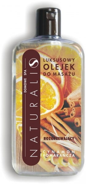 Natürliches NATURALIS Massageöl Zimt in 250ml Flasche, zeigt die Flasche mit Zimt-Öl für Massage und Entspannung
