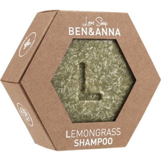 Ben&Anna Zitronengras-Haarshampoo in einer Flasche mit Zitronengras- und Kräuter-Design, flüssiges Shampoo für natürliche Pflege