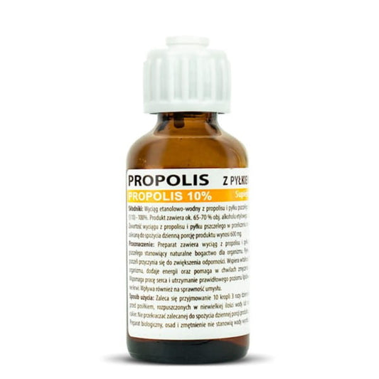 Propolis 10% mit Bienenpollen in 35 ml Flasche von HERBAPOL KRAKÓW, natürlicher Bienensirup gegen Erkältungen.