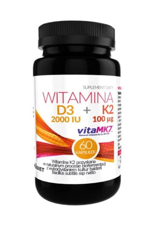 Vitamine D3 2000iu + K 2100 mcg 60 gélules VITADIET