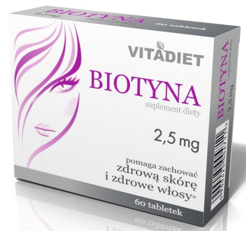 Biotin 25 MG 60 tab VITADIET cabello hermoso