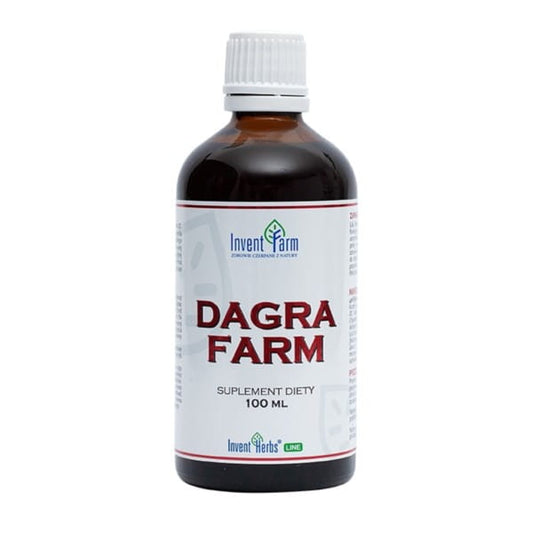 Dagra Farm 100 ml Niere-Invent Farm Flasche mit Etikett, natürliche pflanzliche Nierenpflege, Produkt im Dunkelheit fotografiert