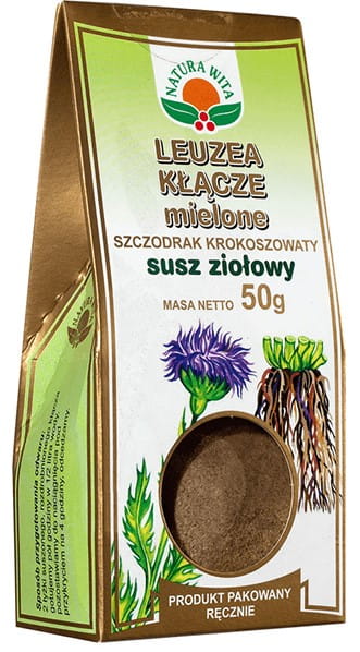Gemahlenes Rhizom von NATURA WITA, 50g, natürliche Pflanze in einer offenen Verpackung, ideal für kreative Anwendungen in der Natur.