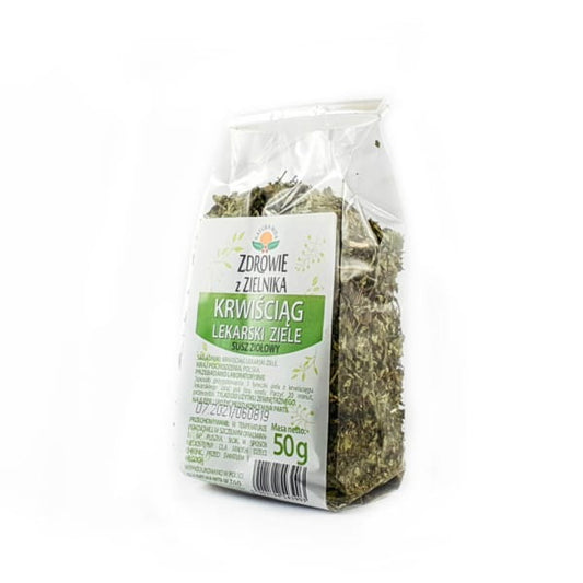 Kräutertee mit Heilkraut, 50 g, NATURA WITA, Naturprodukt mit grünen Kräuterblättern in einer Verpackung