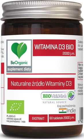 Extrait de Vitamine D3 BIO 60 comprimés 50 mcg (2000 ui) - BE ORGANIC