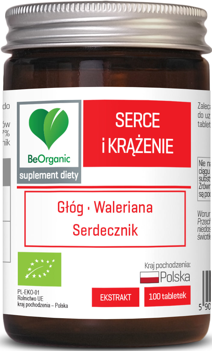 Comprimés soutenant le coeur et la circulation BIO 100 pièces (500 mg) - BE ORGANIC