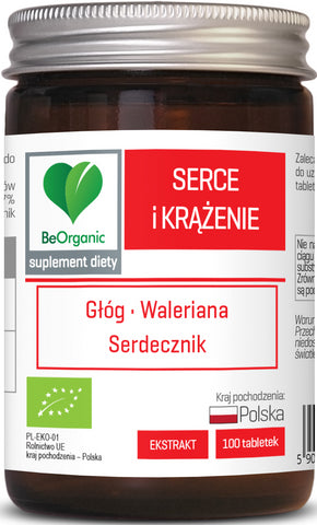 Comprimés soutenant le coeur et la circulation BIO 100 pièces (500 mg) - BE ORGANIC