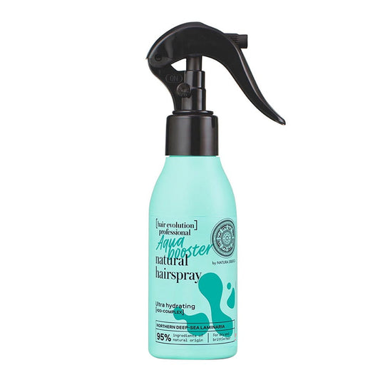 Aqua Booster Haarspray von EUROBIO LAB in 115 ml Flasche, zeigt die sprühfähige Verpackung für starken Halt.